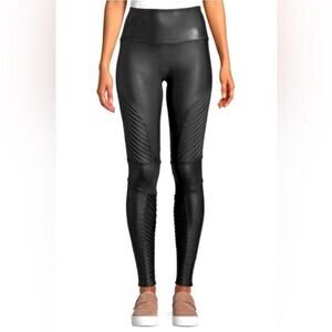 Spanx Black Faux Leather Moto Leggings Size XS X-Small